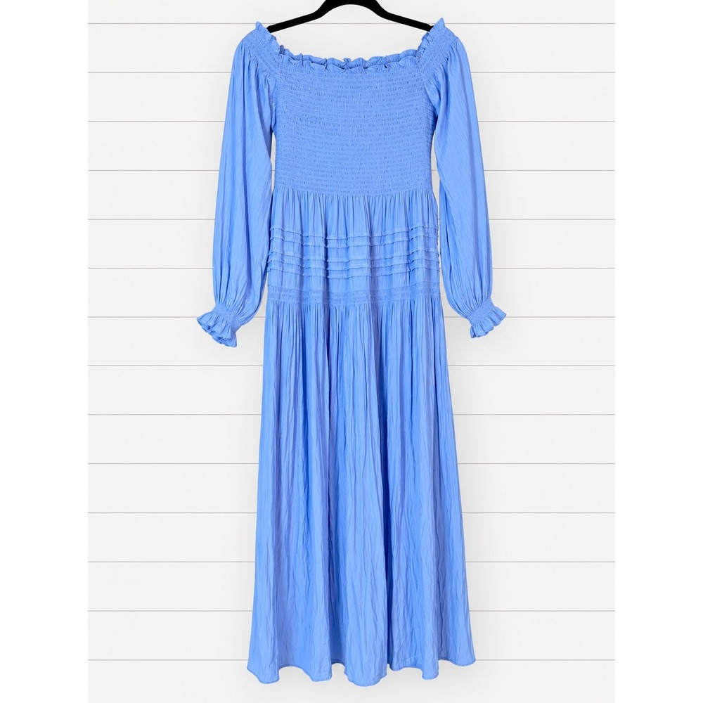Ramy Brook Anita Ocean Blue Off The Shoudler Hi-Lo Dress (MSRP: $405) Medium - Picture 5 of 5